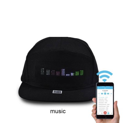 Christmas Party USB Charge Glow Light up message hat APP music control El Wire LED Baseball Cap